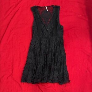 Free People Elegant Black Sexy Lace Dress
